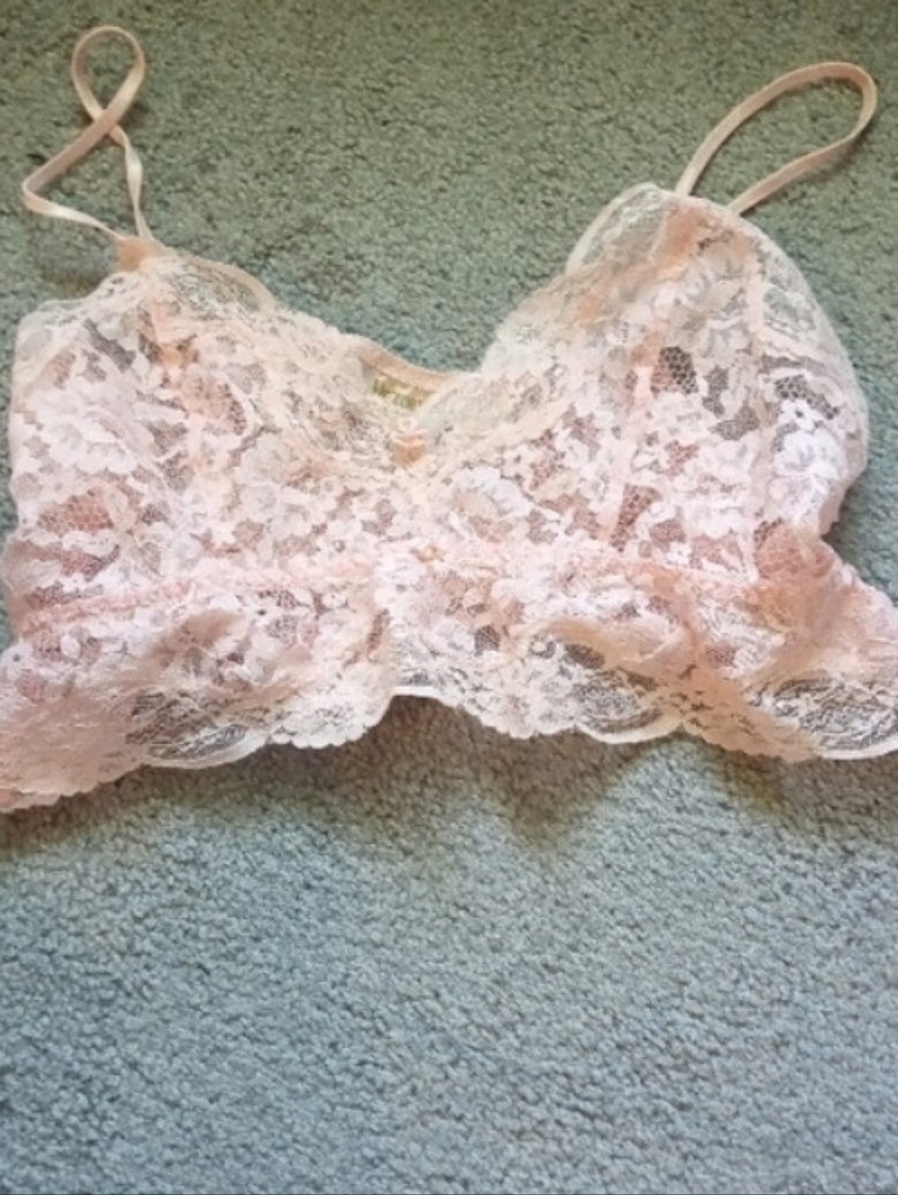 Vintage 80s 90s Victoria's Secret Gold Label Pink Lace Rosette Bralette Top